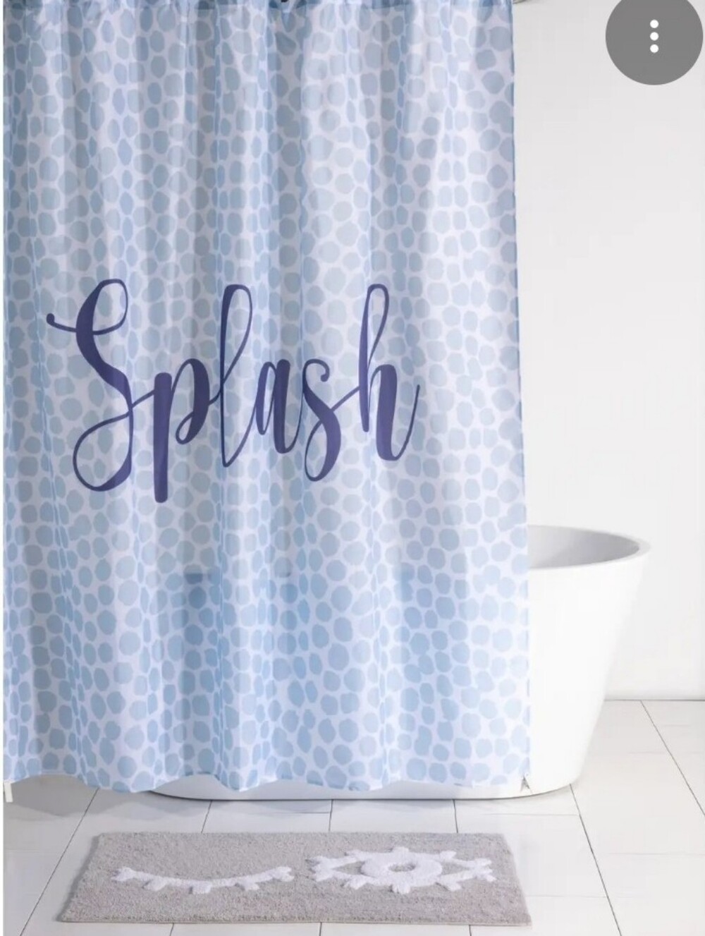 Shiraleah Blue and White Polka Dot Shower Curtain "Splash"